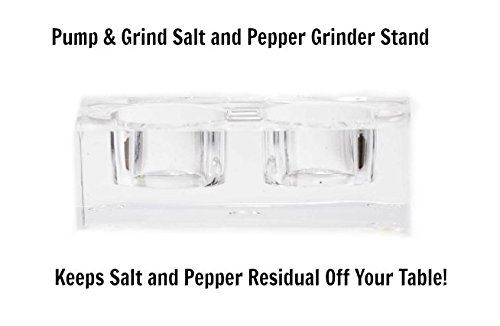 Grind Gourmet Salt And Pepper Grinder Set Of 2 With Modern Thumb Push Button Black Grinder, Stainless Steel, For Black Pepper, Sea Salt And Himalayan Salt, With Stand, Peppermill Are Refillable #TOP4