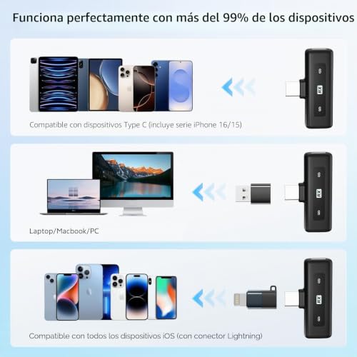 Micrófono lavalier inalámbrico con reducción de ruido para vídeo 5