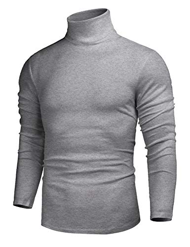 Image of Poriff Men's Casual Slim Fit Basic Tops Knitted Thermal Turtleneck Pullover Sweater