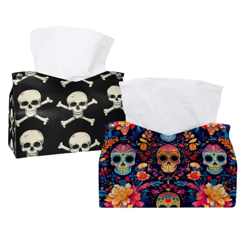 Boîte à mouchoirs Halloween squelette lot de 2 distributeurs de serviettes de table