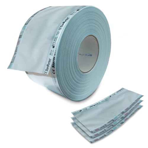 Rollo esterilización (5,5cm x 200m) para autoclave esterilizador - papel de grado médico resistente para esterilizar herramientas dentales, de manicura y pedicura, peluquería, hospitales etc.