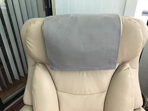 Recliner Headrest Cover Furniture Protector Chair Pad Suede-Stone Gray Size 14"Wx30"L For Living Room Office Chair Theater Seating Rv Lifestyle Media Room #TOP12