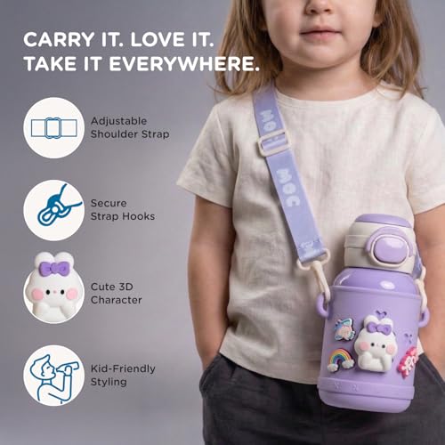 Image of Mee Mee Kiddo Tumbler Kids Insulated Water Bottle 550ml | SUS316L Stainless Steel | 3-in-1 Straw, Sip & Cup | Leakproof & BPA-Free | 24H Cold & 12H Hot | School Bottle with Strap