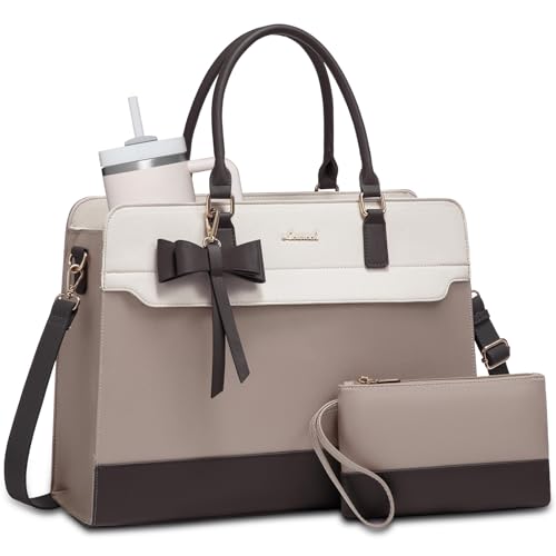 Image of LOVEVOOK Laptop Tote Bag for Women,Leather Work Bag, Waterproof Business Teacher Bag,Large Computer Handbag Purse Briefcase,Office Gifts for Women