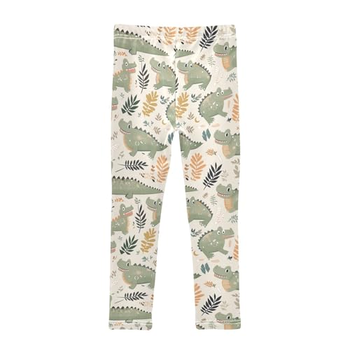 KLL Cute Cartoon Crocodile Alligator Toddler Girl Active Leggings Comfortable High Waisted Lounge Pants Exercise2