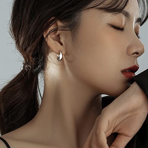 SLUYNZ Solid 925 Sterling Silver Waterdrop Hoop Earrings for Women Teens Teardrop Hoop Earrings Gold Chunky Hoop Earrings Half Hoop Earrings3