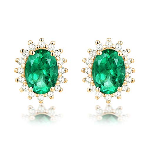 Boucles d'oreilles or jaune 18 carats anti-allergie émeraude
