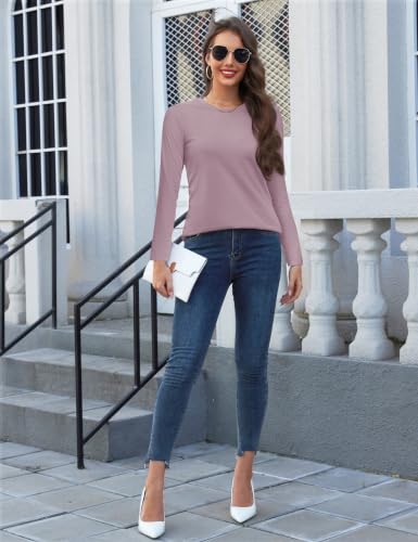 Image of YUCOLEN Long Sleeve Shirts for Women Cotton Crew Neck Casual Tops Fall