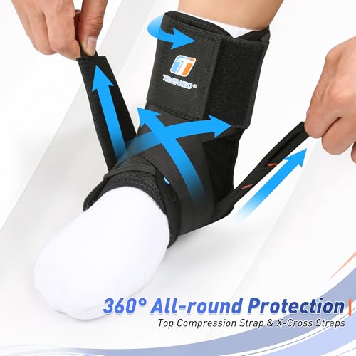 Image of T TIMTAKBO Quick Lace Up Ankle Brace with Figure 8 Straps for Women & Men | Easy On & Off, Removable Side Stabilizers, Breathable Mesh, Ankle Support for Sprained, Basketball Volleyball Running