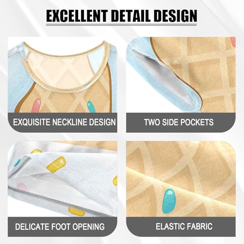 ALAZA Yellow Ice Cream Waffle Pajamas Short Sleeve 2 Piece Sleepwear Top and Bottom Pajama Set Unisex4