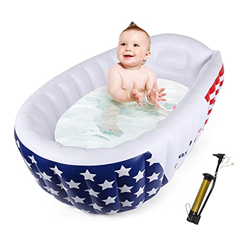 AIOVEN Infant Inflatable Bathtub with Air Pump - Safe, Comfortable, Convenient,Portable Toddler Bathtub Baby Bath Tub Non Slip Travel Bathtub