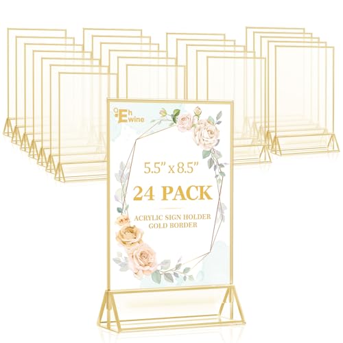 EHWINE 24 Pack Acrylic Sign Holder 5.5 x 8.5, Double