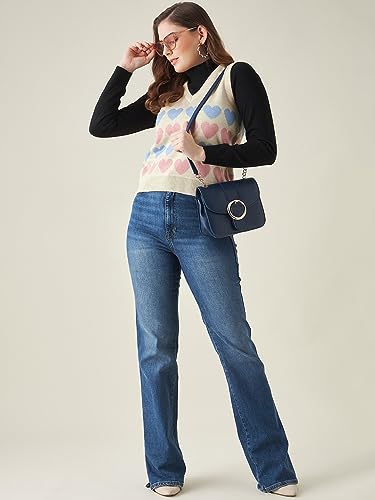 Image of Modeve Printed V Neck Sleeveless Sweater for Women||Winterwear||