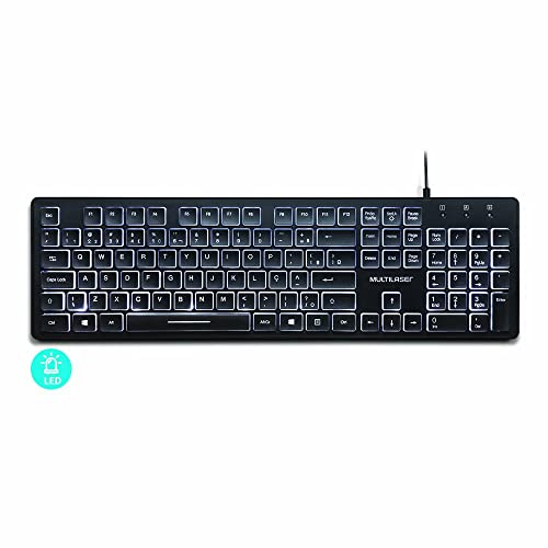 Teclado Office Com Teclas Chocolate E Com Luz Branca Usb Tc218 Preto, Multilaser, TC218