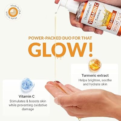 DERMATOUCH Vitamin C Cleanser Water with Turmeric, Gentle Foaming Facial Cleanser for Daily Use, Helps Remove Impurities, All Skin Types, Made in USA, 8 Fl Oz