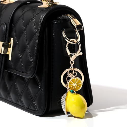 Image of Fruit Bag Charm Keychain - Gold Key Chain, Cute Purse Handbags Accessories - Beautiful Gift for Women