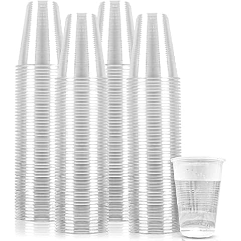 TashiBox 12 oz clear plastic cups - Disposable cold drink party cups (200) Cover