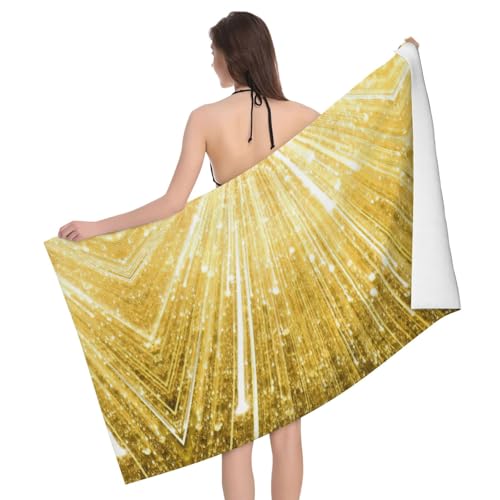 Serviette de bain microfibre douce à imprimé paillettes dorées chic - 2
