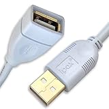 IPAX 15Ft Extra Long Gold Plated USB 2.0 Extension Cable with Ferrite Core for Photo Printer Bluetooth Wireless Speaker Camera Headphone Portable Scanner USB Microphone and More … (White)