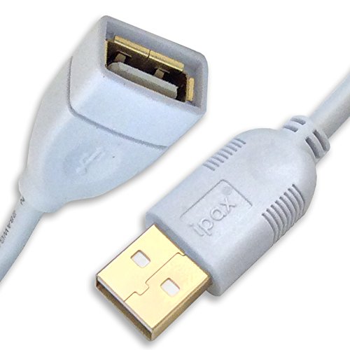 IPAX 15Ft Extra Long Gold Plated USB 2.0 Extension Cable with Ferrite Core for Photo Printer Bluetooth Wireless Speaker Camera Headphone Portable Scanner USB Microphone and More … (White)