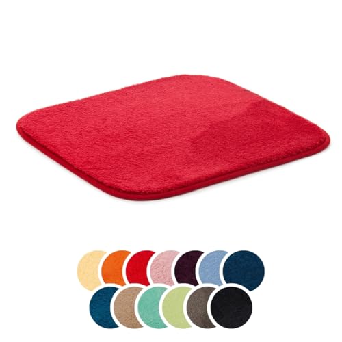 liebling Badteppich, 100% Polyester - Mikrofaser, Serie Santos, 50 x 45 cm, 1500 g/m², 30 Grad waschbar, Farbe: rot