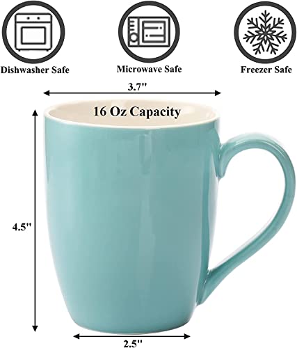 Okllen 6 Pack Porcelain Coffee Mug Sets, 16 Oz Large Mugs With Easy Grip Handle, Coffee Cups Mugs Gifts For Milk, Tea, Cocoa, Home Office, 6 Assorted Colors #TOP1