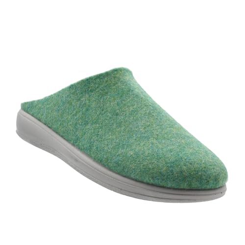 PAPUSKI Unisex Natural Felt Wool Lighweight Slippers with Rubber Sole |Green - 37 by Papuski - Image 5