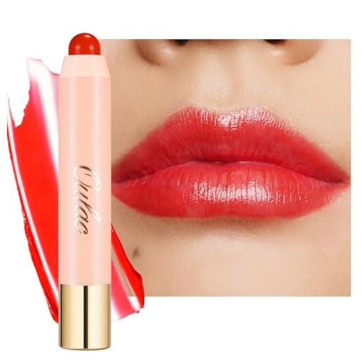 Oulac Batom Coral Vermelho - Bálsamo Labial Hidratante Com Cor Para Lábios Secos, Lápis De Cera Brilhante E Blush Maquiagem As Bochechas, 2,48G, Bloom (03)