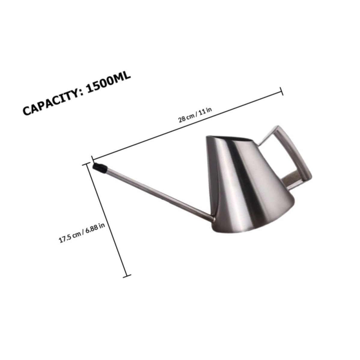 CALLARON Gießkanne für Zimmerpflanzen aus Edelstahl Metall Gartengießkanne 1500ml Silber Rund mit Ergonomischem Griff für Innenbereich und Garten