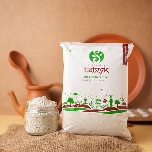 Image of S Siddhagiri's SATVYK THE HEALTH re STORE - Desi Bajra Flour - (Set of 5-5Kg) - Stoneground | Pearl Millet Flour | Gluten-Free Bajri Flour | Fiber-Rich - Protein-Rich Bajra Atta