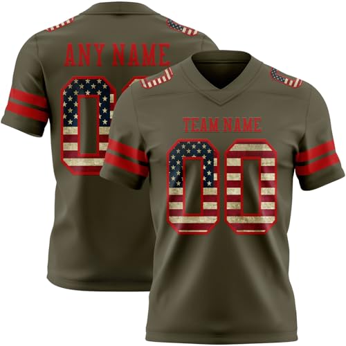Custom Army Green Red Football Jersey