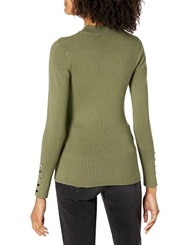 Guess Women's Eco Long Sleeve Brianna Rib Sweater With Button Cuff, Baja Palm, Small #TOP1