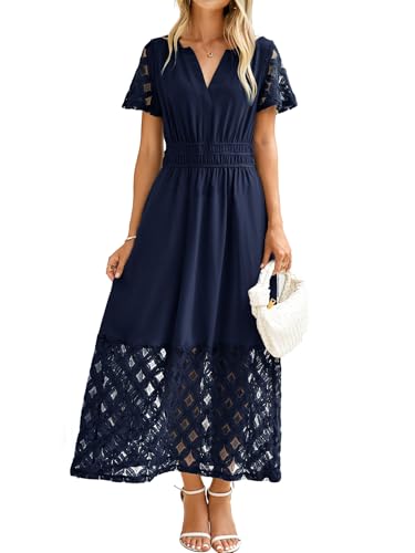 Simplee Womens 2025 Summer Boho Maxi Dress V Neck Empire Waist Long Flowy Dresses with Pockets