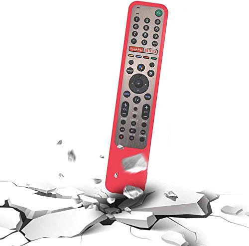 Image of Oboe Sikai Silicone Case for Sony Smart Tv Voice Remote RMF-TX600U RMF-TX500E Shockproof Protective Remote Cover Skin-Friendly Anti-Dirt Anti-Slip Anti-Lost with Remote Loop (Red)