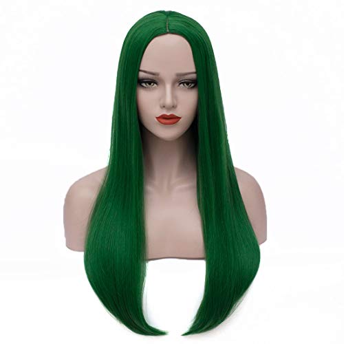 Bopocoko Long Green Wigs for Women 27'' Long Straight Hair Wigs Halloween Costume Wig BU157GR