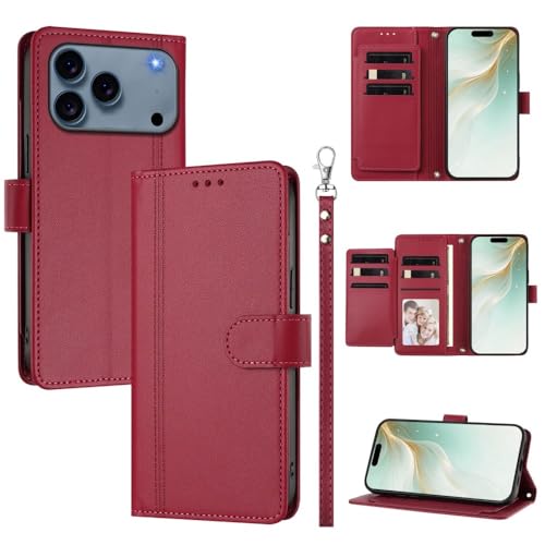 Étui iPhone 17 Pro portefeuille rouge pour protéger votre écran des rayures et chutes