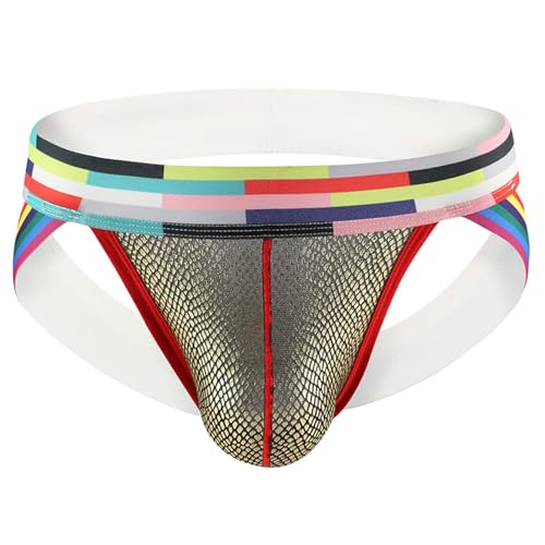Generisch Herren String-Tanga im Regenbogen-Pride-Design - Bunter Slip für CSD, Party und als Statement | Farbenfrohe Unterwäsche für Männer