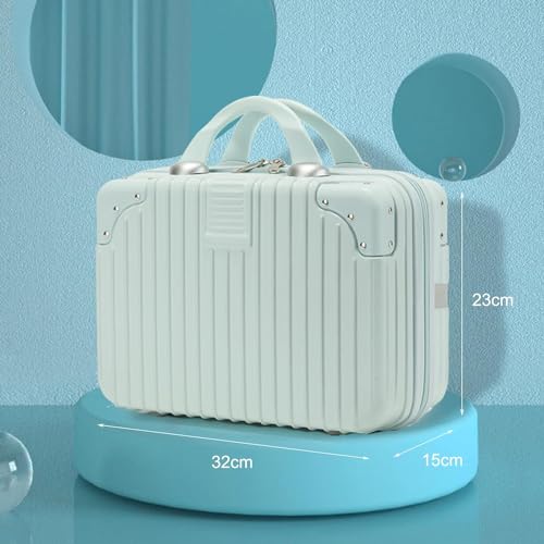 Image of Makeup Case Suitcase, Mini Bag, Mini Hard Shell Travel Luggage, Women Portable Water Proof Carrying Suitcase, Organizer Bag, Small Hard Shell Cosmetic Lugge Bag, Water Proof (C-Pista)