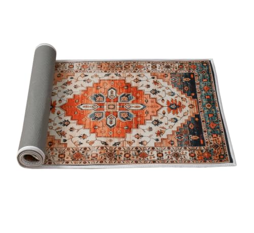 Image of Rugcomf Runner Rug for Hallways Kitchen Rug Non Slip 22 * 45 cm Washable Rugs with Rubber Backing Soft Floral Carpet Runner for Hallways, Kitchen, Laundry, Bedroom, Bathroom(Multi)