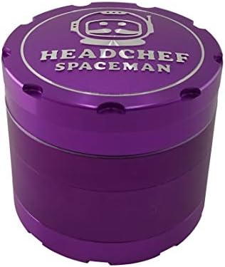 Headchef Spaceman Premium Quality Metal Herb Grinder with Laser Beam Cut, Ultra Sharp Teeth and Sifter Scraper, Version 2  4 Piece Grinder, 55mm (Neutron Purple)