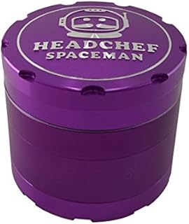 Headchef Spaceman Premium Quality Metal Herb Grinder with Laser Beam Cut, Ultra Sharp Teeth and Sifter Scraper, Version 2  4 Piece Grinder, 55mm (Neutron Purple)
