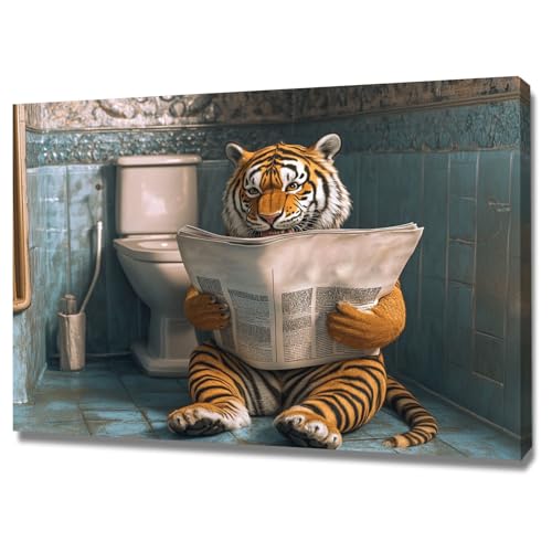 Tableau sur toile tigre multicolore 40x60cm encadrée pour décoration murale