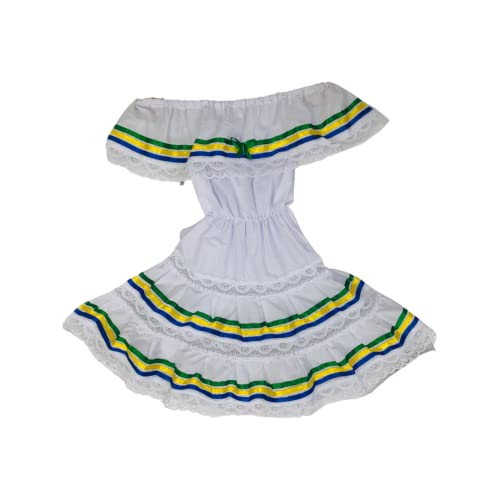 Leos Imports Girls Green Yellow Blue Ribbon Dress Brazilian Colors