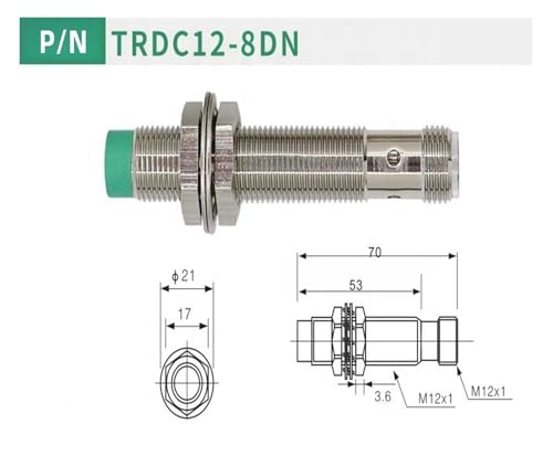 Capteur de proximité PNP M12 TRDC12-8DP2 normalement ouvert avec connecteur