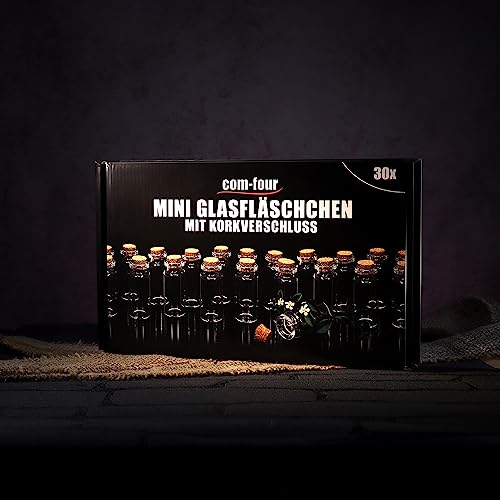 com-four® 30x Kleine Glasflaschen mit Korken 10ml, Gewürzgläser Set – Ansicht 8