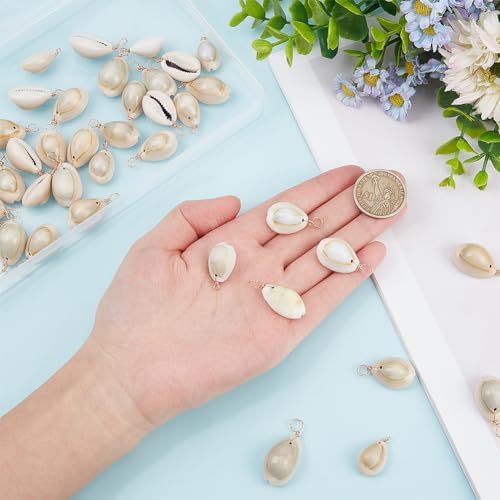 Beebeecraft 1 Box 50Pcs 18K Gold Plated Natural Scallop Shell Pendants Sea Beach Seashells Cowrie Shell Pendant Charms for Jewellery Making DIY Bracelet Necklace Earrings - Image 3