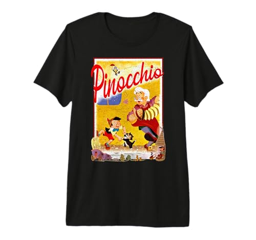 T-shirt Disney Pinocchio Premium en coton doux et imprimé rétro