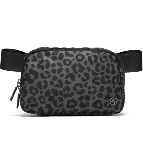 Pander Two Way Zipper Fanny Pack Nylon Everywhere Belt Bag for Women Water Repellent Waist Packs Crossbody Bags with Adjustable Strap (Grey Leopard)