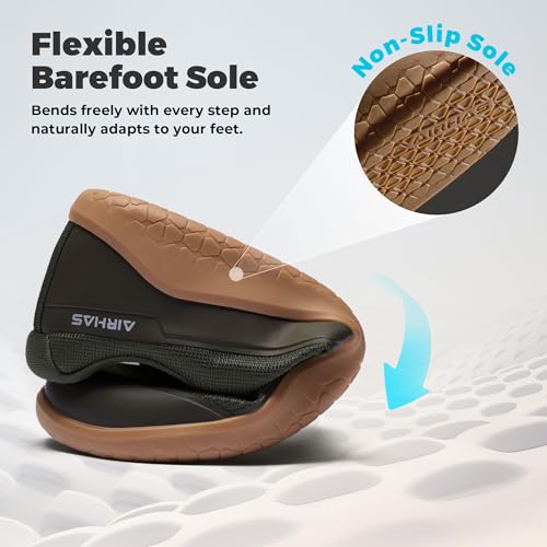 Image of AIRHAS Men's Barefoot Training Shoes Zero Drop Minimalist Sneakers Anatomical Toe Design for Weightlifting and Fitness