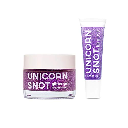 Unicorn Snot Holographic Glitter Lip Gloss & Gel - Cosmetic Grade - Hair, Face, Eyeshadow, Body Art (Purple Lip Gloss/Gel)